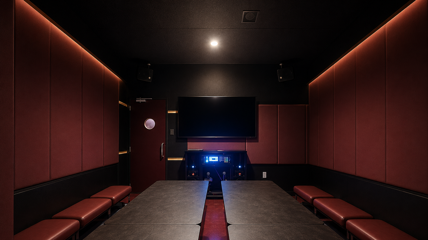 A private room with the big screen ready