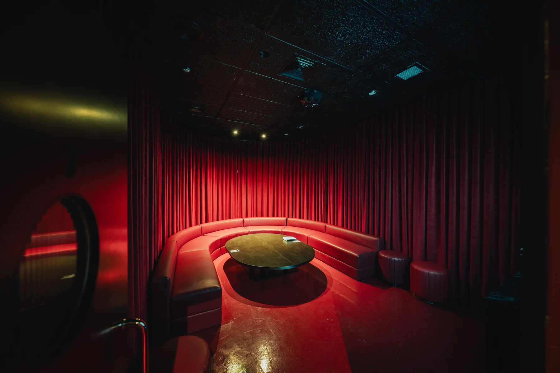 Circular red Bibi karaoke room